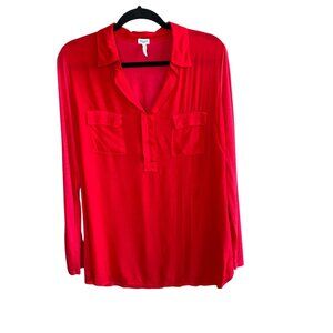 Splendid Red Shirting Long Roll up Sleeve Collar Top Tee Size Medium